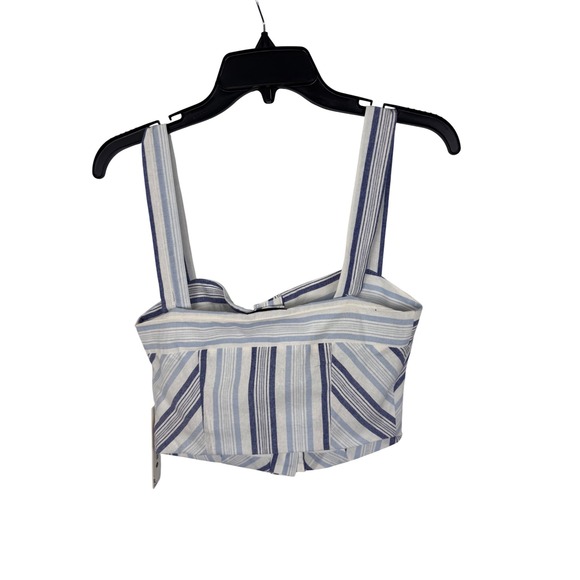 AQUA Striped Crop Top Blue White Button Front Sleeveless‎ Tank Small - Picture 6 of 9